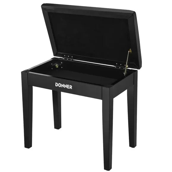 Donner Bench klaverbænk træ, med opbevaring (brun natur eller sort)