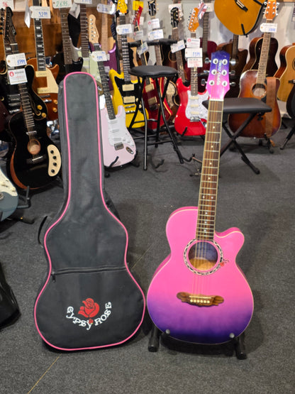 BRUGT: Gypsy Rose GRA1K-PPB 7/8 akustisk western guitar inkl. taske og rem