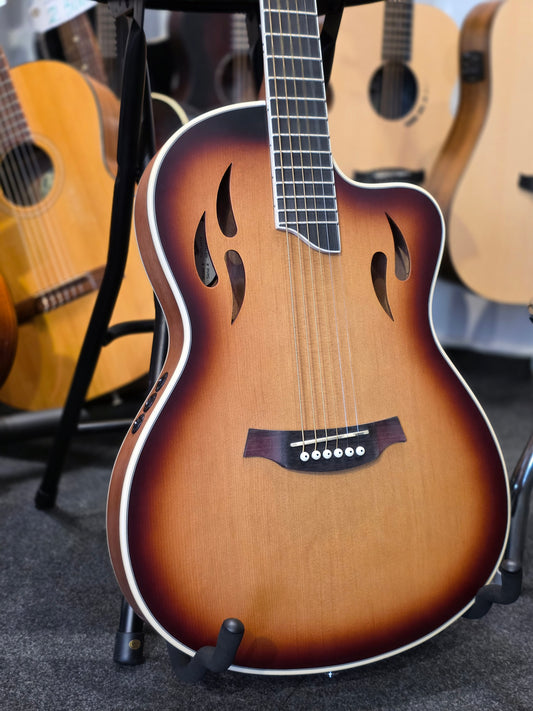 Tanglewood TU3TLCESB Thinline Folk Hybird Cutaway, TEQ QX EQ System, Vintage Sunburst Satin