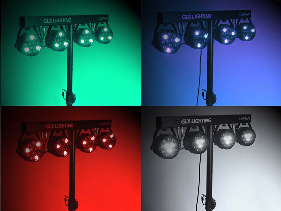 GLX Lighting PAKKE GLS-412, LED Stage 4 COMPACT", LED lys  bar. 4x12 LEDs 48W - inklusive stativ!