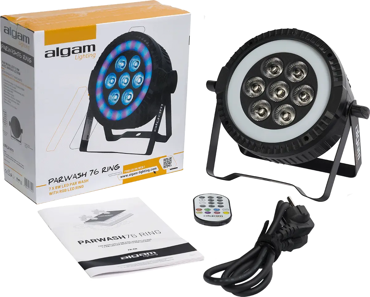 Algam Lightning PARWASH 76 RING 7 x 6W LED PAR Wash with RGB LED Ring