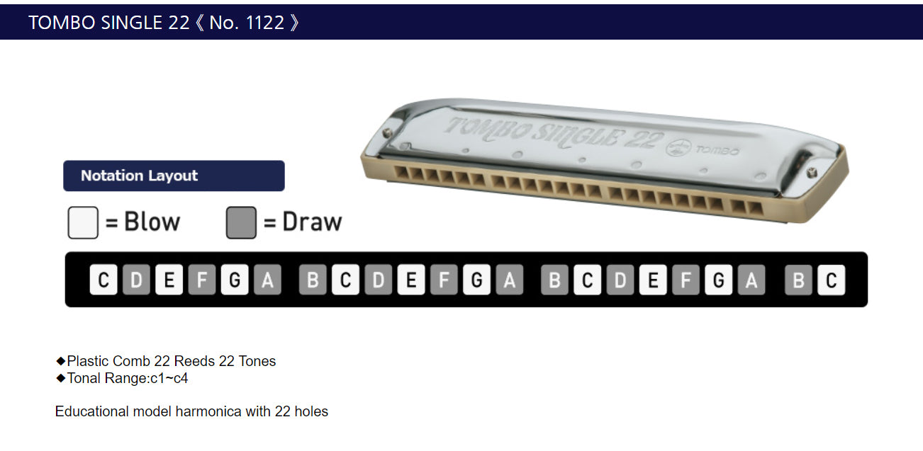 Tombo mundharmonikaer 1222 Single 22 harmonica