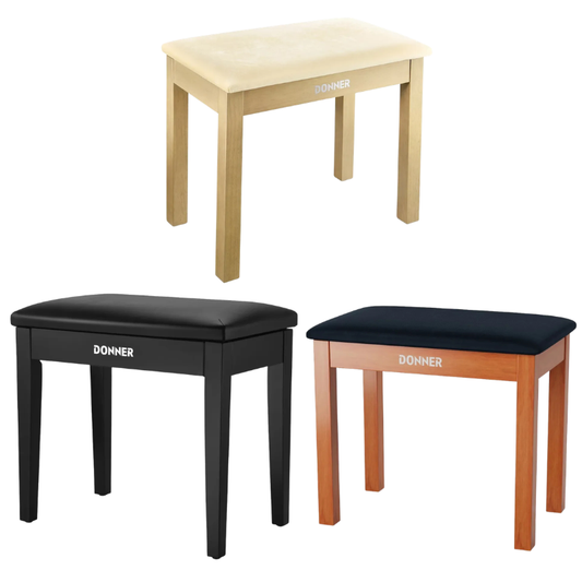 Donner Bench klaverbænk træ, med opbevaring (brun natur eller sort)