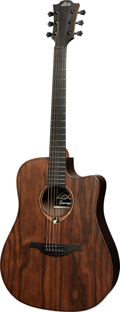 LAG SAUVAGE-DCE Dreadnought Cutaway electro-acoustic guitar incl. gig bag