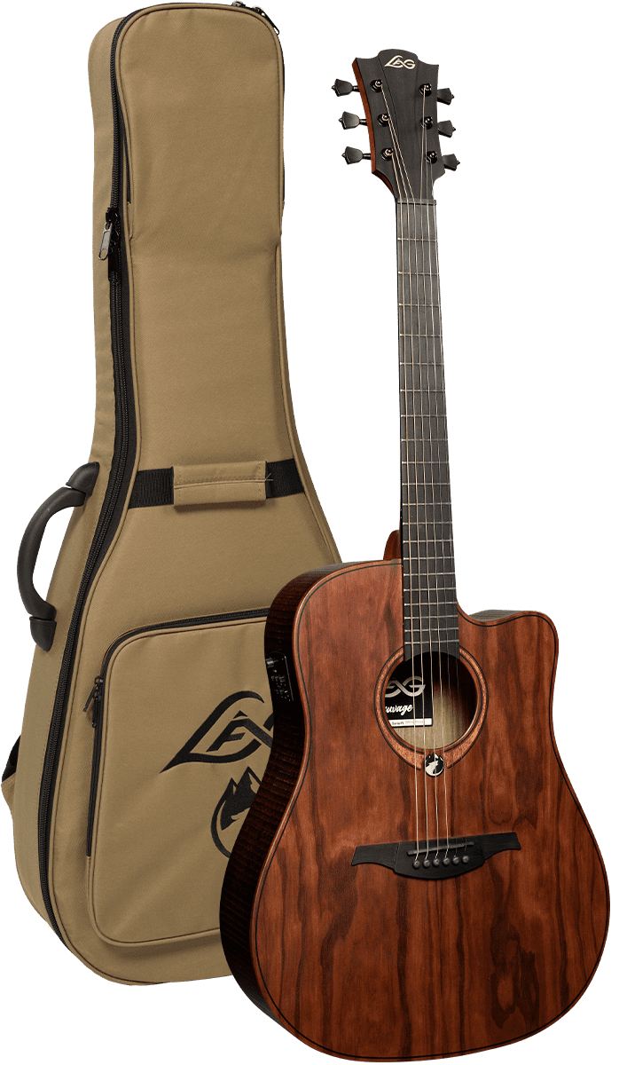 LAG SAUVAGE-DCE Dreadnought Cutaway electro-acoustic guitar incl. gig bag