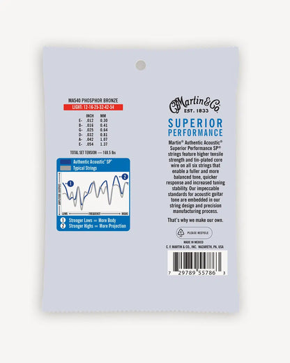 MARTIN 12 light, MA540 Authentic Acoustic SP® Light (.012 – .054) 92/8 Phosphor Bronze