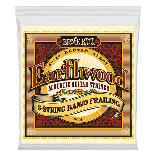 Ernie Ball 2061 Earthwood 80/20 bronze loop-end 5-strenget frailing banjostrenge 10-24