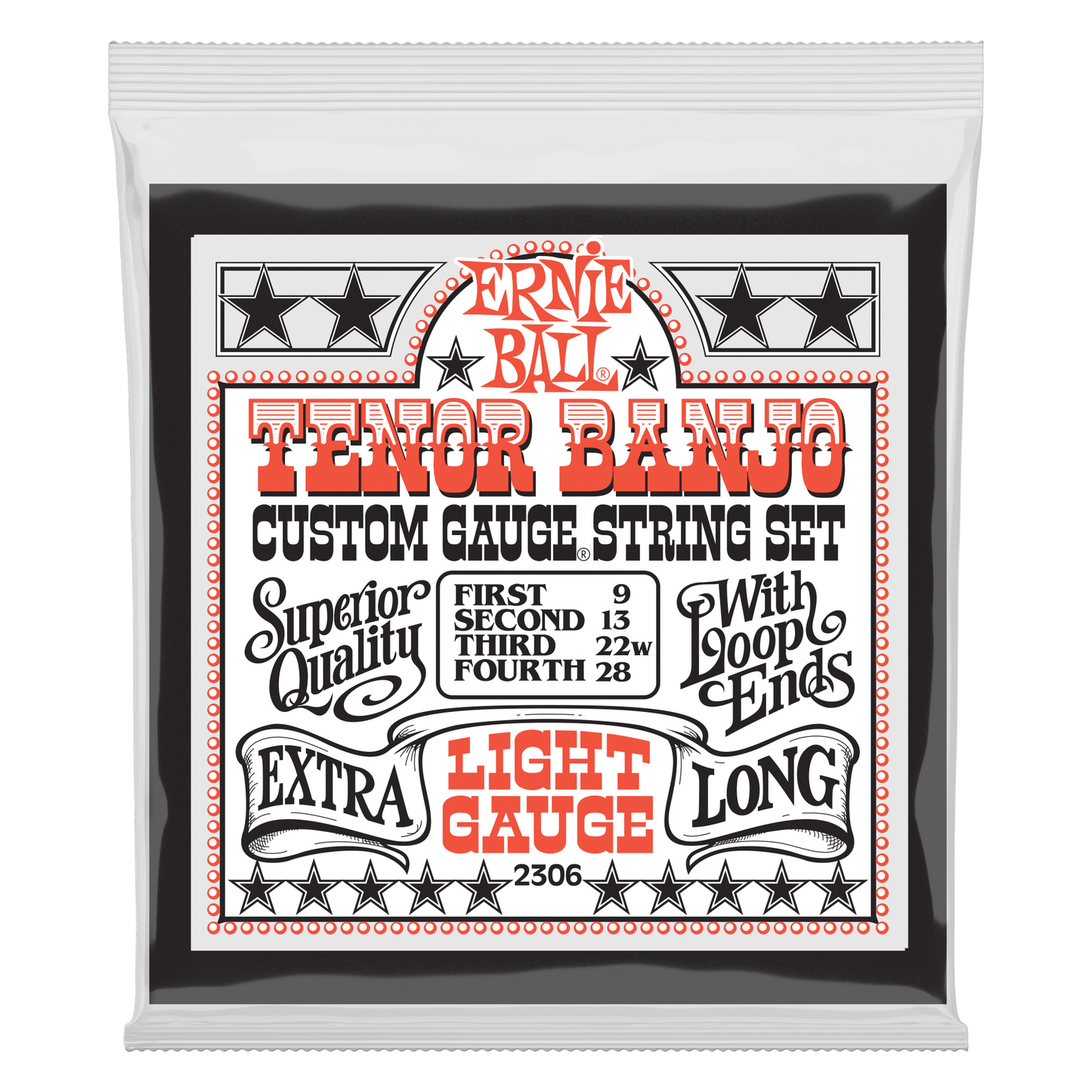 Ernie Ball EB23 Light Loop End Stainless Steel Tenor Banjo Guitar Strings - 9-28