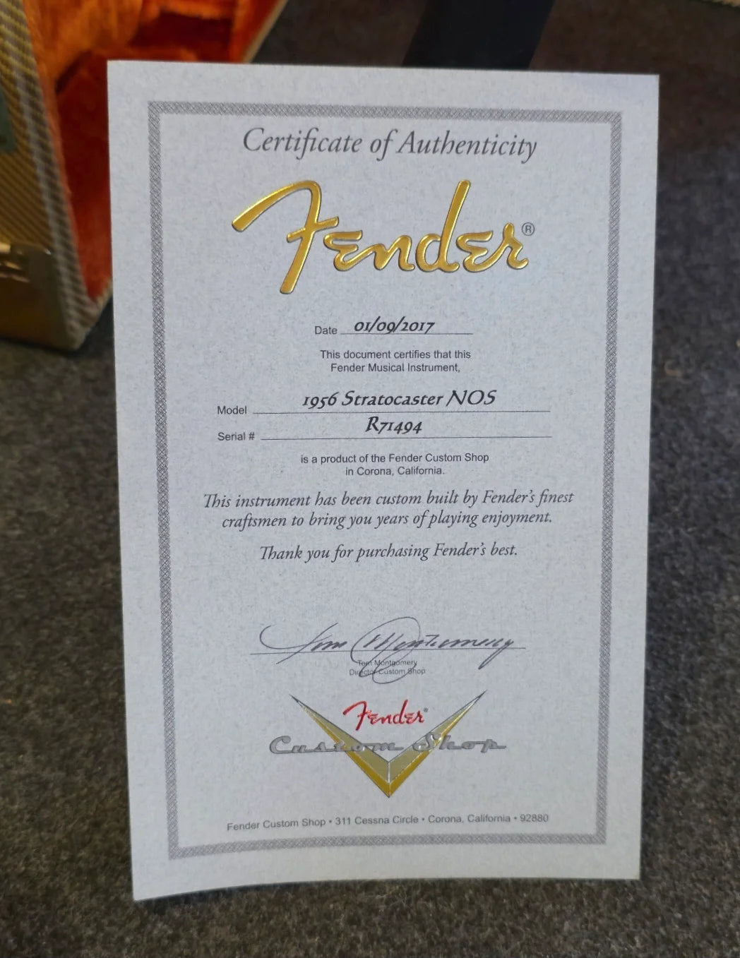 BRUGT: Fender Custom Shop 1956 stratocaster NOS inkl. certifikat og original hardcase