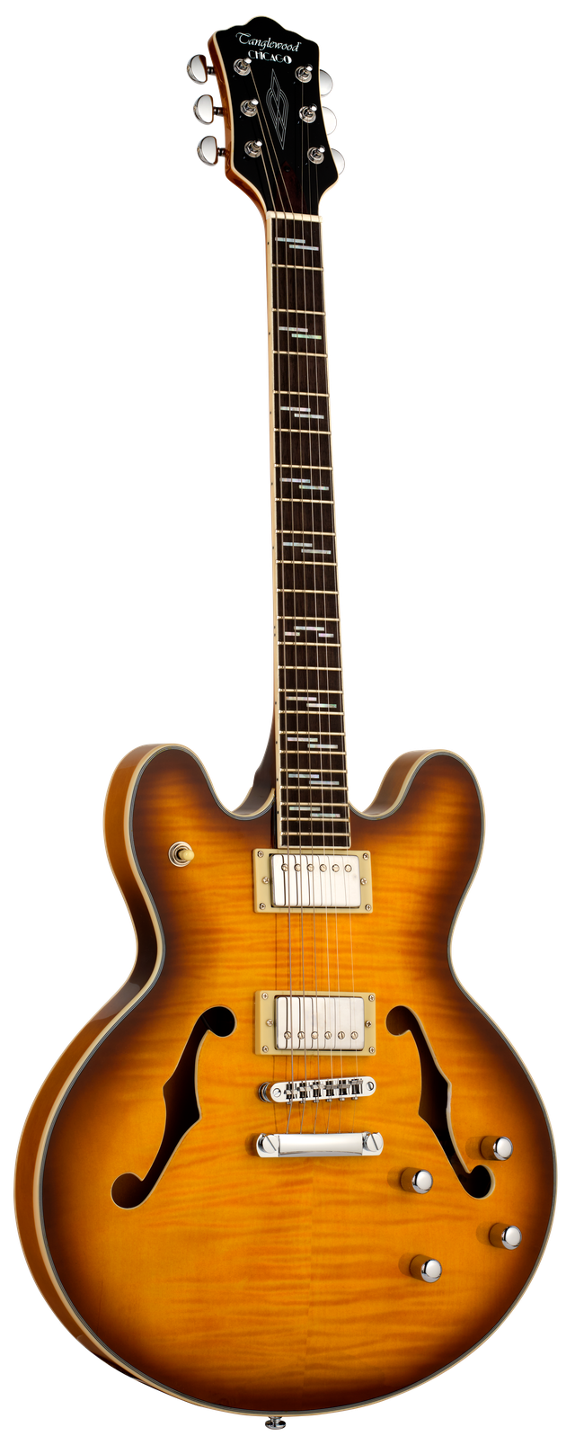 Tanglewood TCH59VB Archtop Hollow Body Blues Guitar, Vintage Burst Gloss Finish