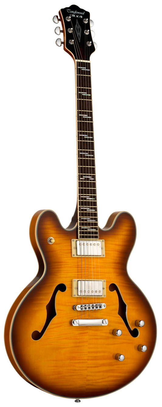 Tanglewood TCH59VB Archtop Hollow Body Blues Guitar, Vintage Burst Gloss Finish