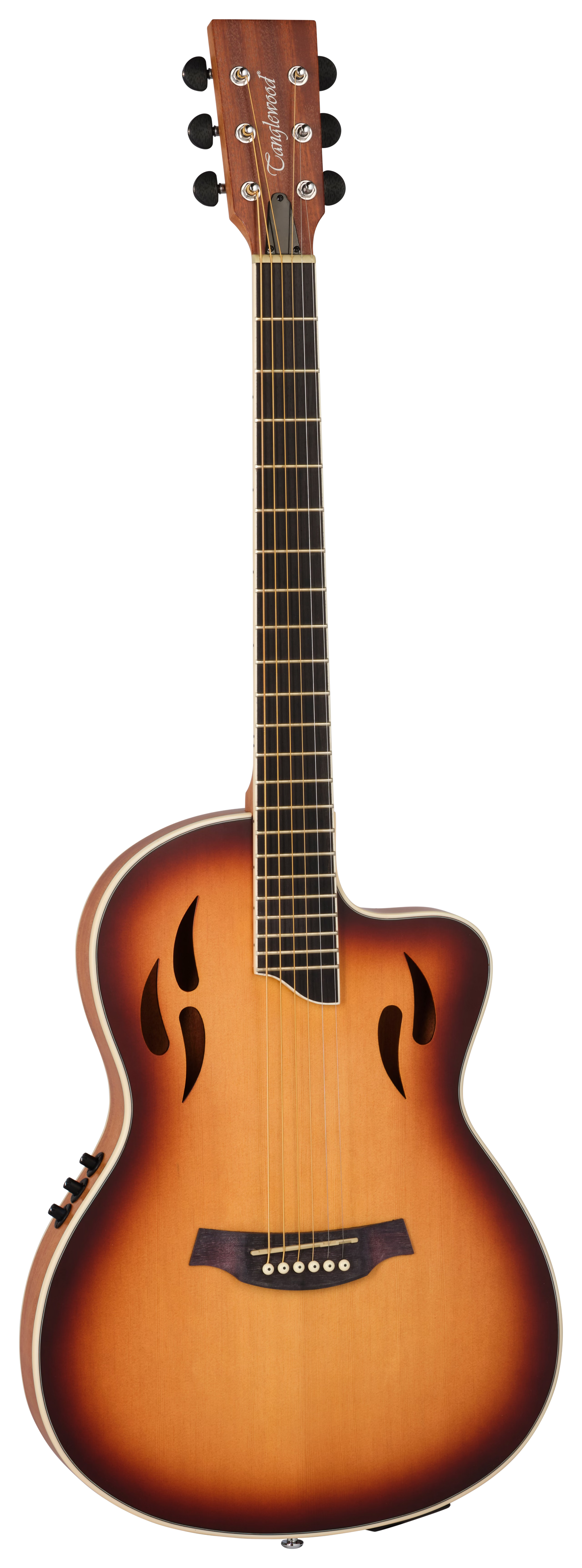 Tanglewood TU3TLCESB Thinline Folk Hybird Cutaway, TEQ QX EQ System, Vintage Sunburst Satin