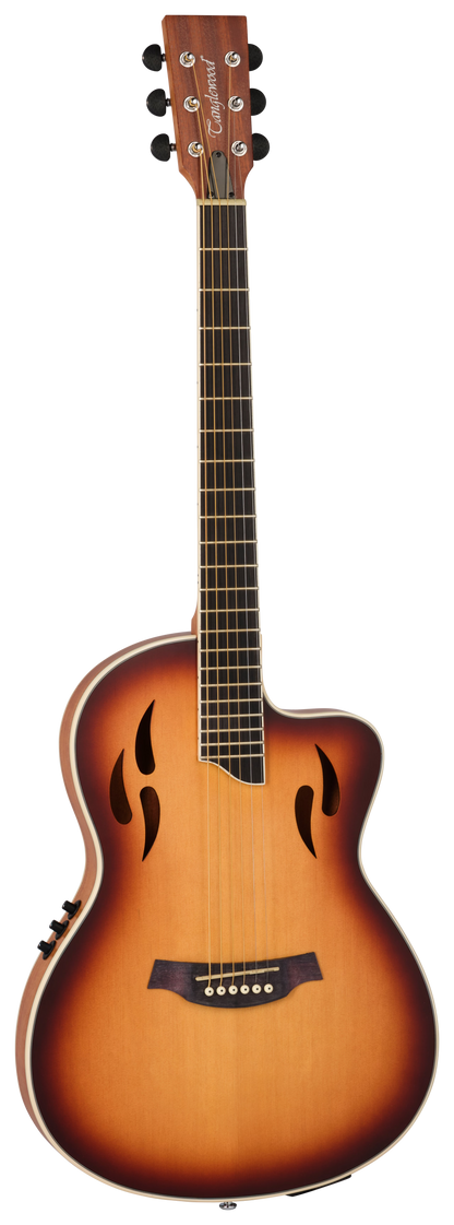 Tanglewood TU3TLCESB Thinline Folk Hybird Cutaway, TEQ QX EQ System, Vintage Sunburst Satin