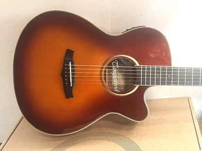 Tanglewood TW4CESB Super Folk akustisk guitar med Tanglewood Premium Plus EQ System, Solid Mahogany Top, Mahogany Back and Sides - Sunburst Gloss