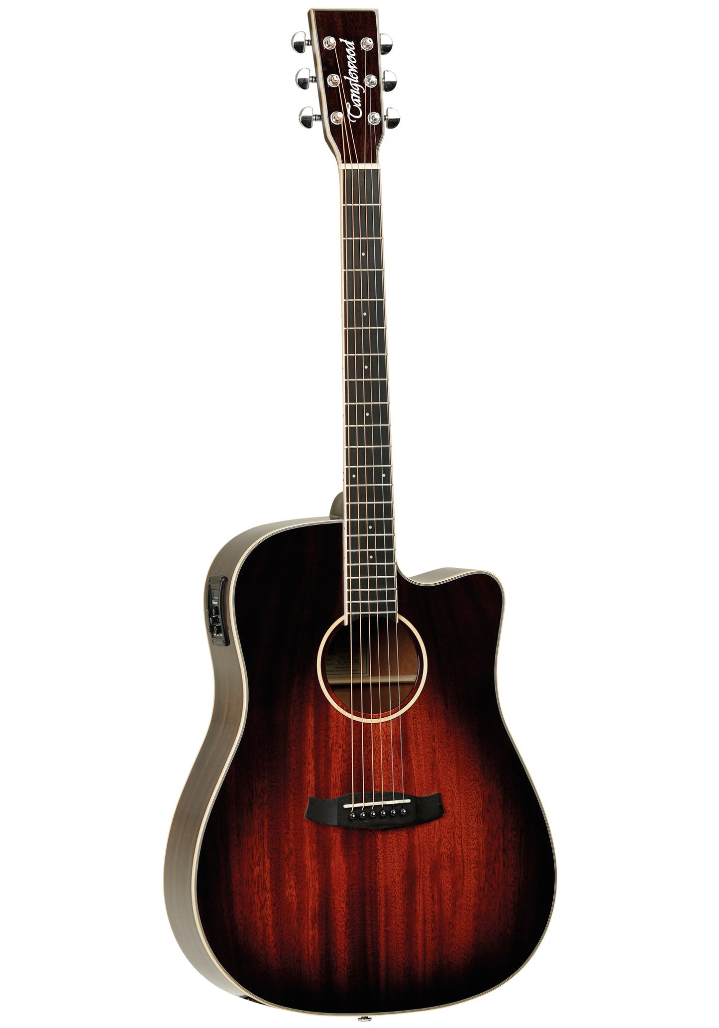 Tanglewood TW5CEAVB Dreadnought Cutaway med Tanglewood Premium Plus EQ System, All Mahogany - Autumn Vintage Burst Gloss