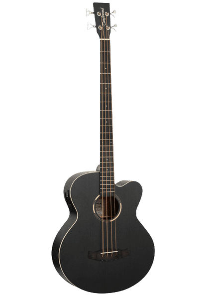Tanglewood TWBBAB Super Jumbo Akustisk basguitar Cutaway medTanglewood Premium Plus EQ System Size, All Mahogany, Smokestack Black Satin