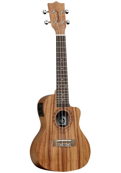 Tanglewood TWT16E Concert Cutaway, with Tanglewood TQ3 PLUS EQ System, All Figured Koa, Genuine Timber Inlaid Rosette, Aquila Strings in Padded Gig Bag