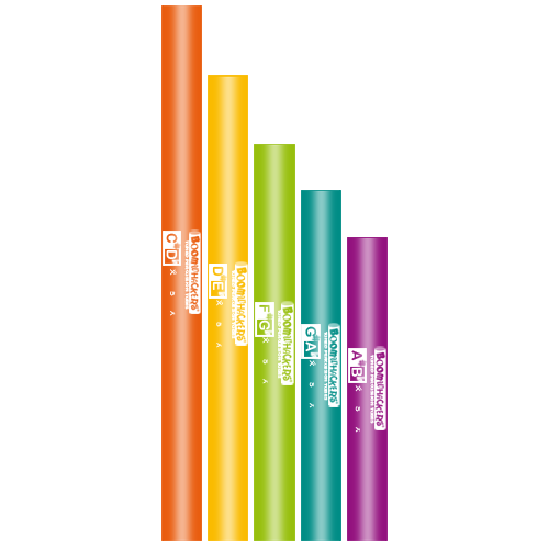 Boomwhackers set, chromatic soprano extension (5 notes) 
