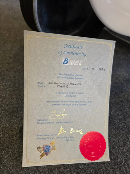 USED: Burns Hank Marvin Legend Deluxe Custom Shop electric guitar incl. certificate and original hard case