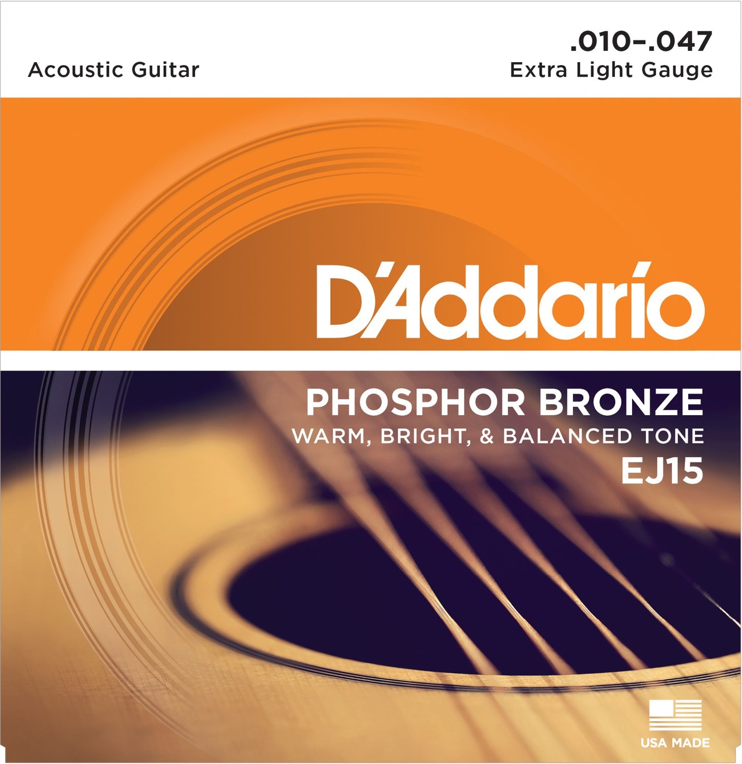 Daddario EJ15 phosphor bronze western guitar strenge 10-47 extra light
