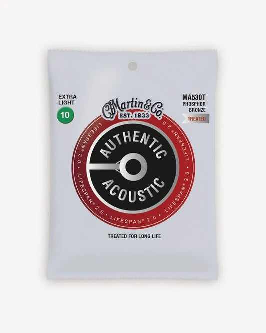 MARTIN 10 Coated, MA530T Authentic Acoustic Lifespan® 2.0 Extra Light (.010 – .047)