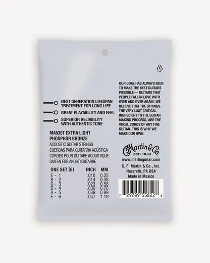 MARTIN 10 Coated, MA530T Authentic Acoustic Lifespan® 2.0 Extra Light (.010 – .047)