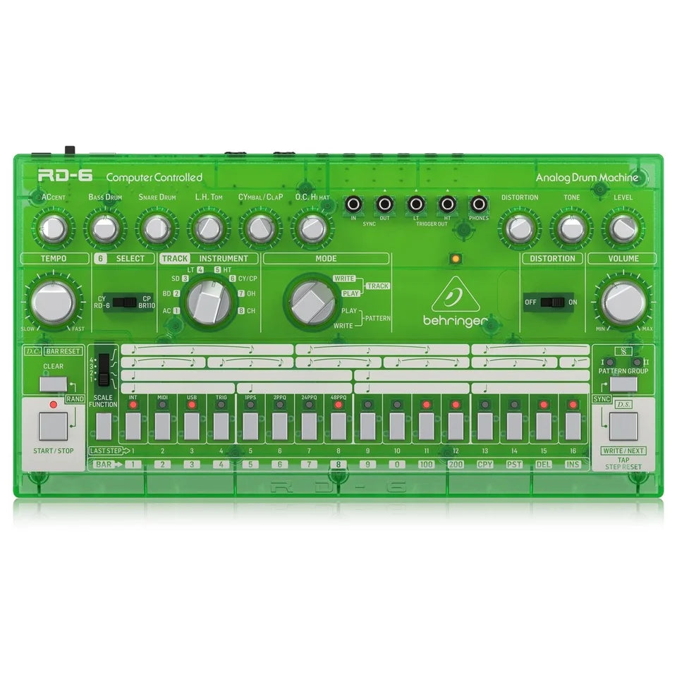USED: Behringer RD-6 Drum Machine, Transparent Green