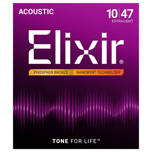 Elixir 80/20 Nanoweb western guitar strings 10/47