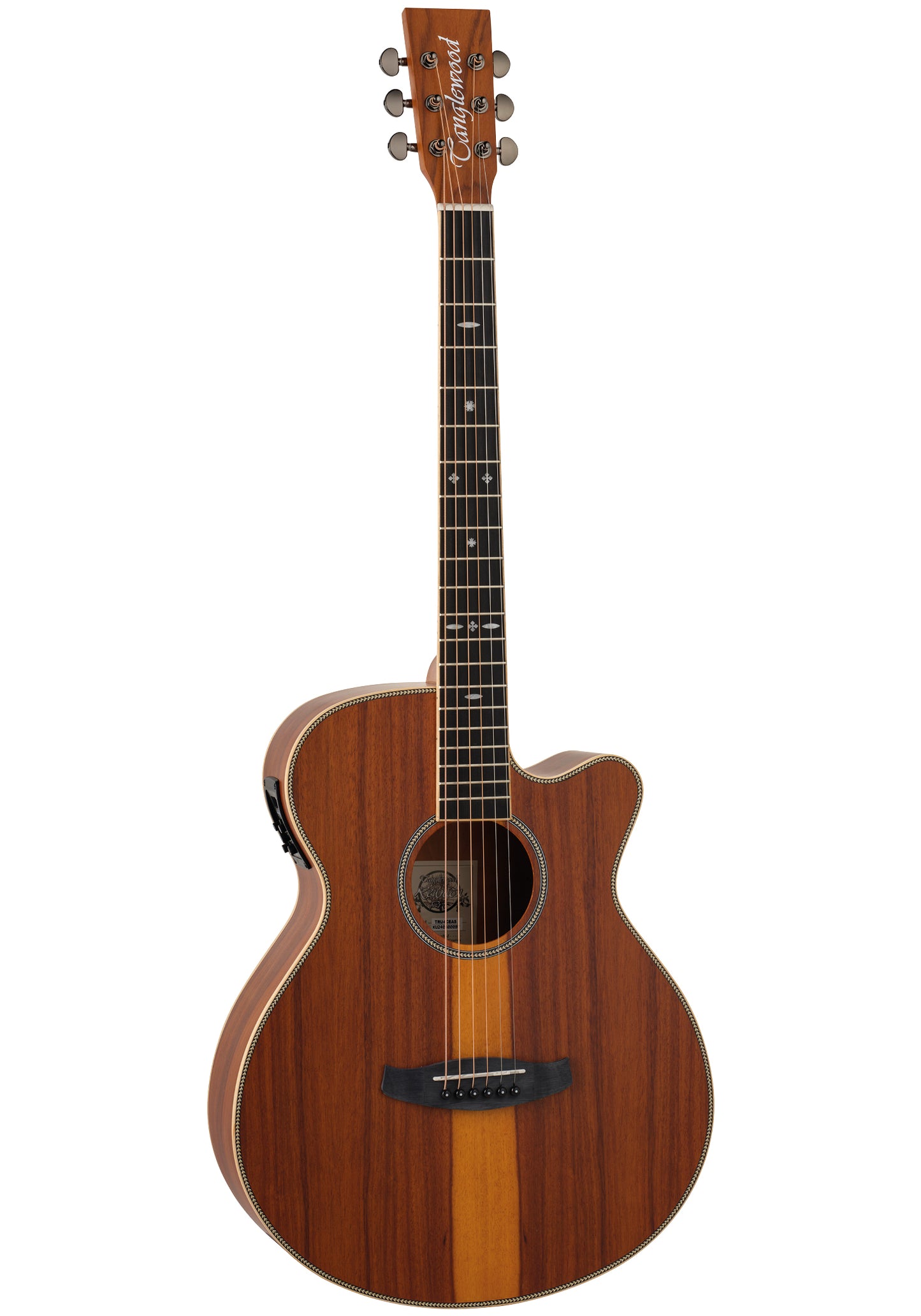 Tanglewood TRU4CEAS Super Folk Cutaway Akustisk basguitar med Tanglewood Premium Plus EQ System, All Figured Santos, Solid Top
