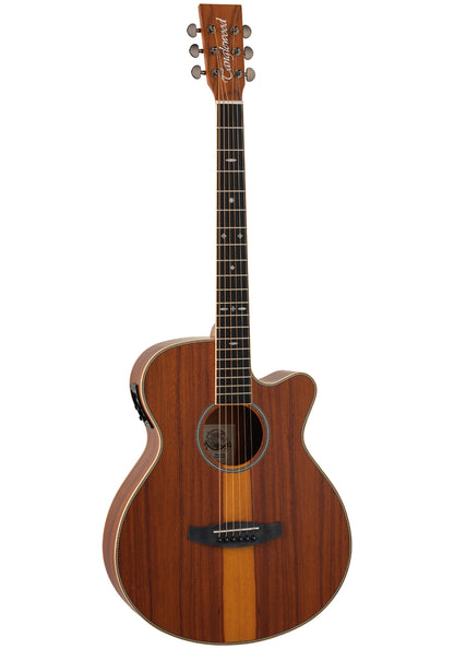 Tanglewood TRU4CEAS Super Folk Cutaway Akustisk basguitar med Tanglewood Premium Plus EQ System, All Figured Santos, Solid Top