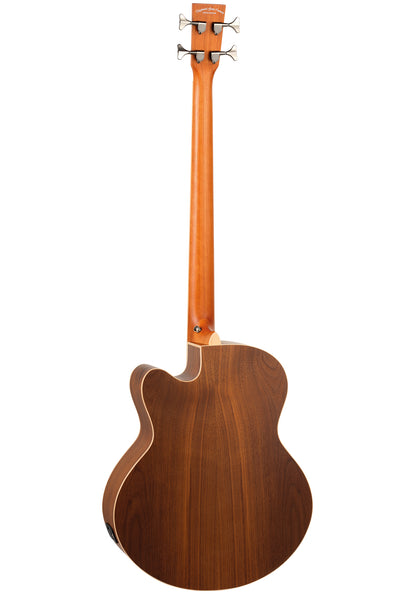 Tanglewood TRU7ABCEAW Super Jumbo Akustisk basguitar Cutaway med Tanglewood Premium Plus EQ System, All Figured Black Walnut, Solid Top