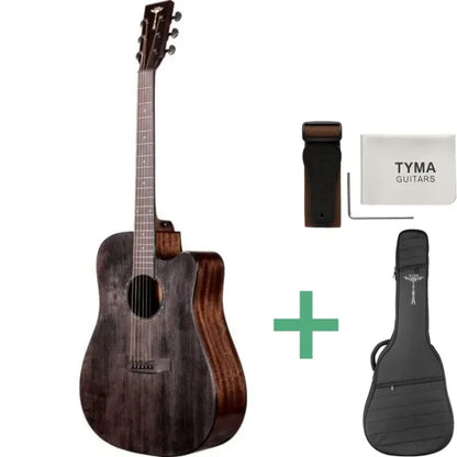 Tyma D-3CE RS Western Guitar inkl. taske & rem (vælg farve)