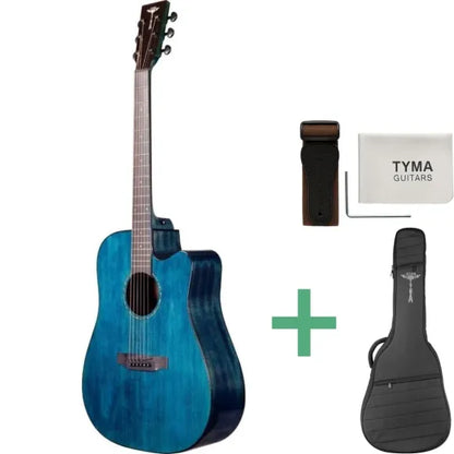 Tyma D-3CE RS Western Guitar inkl. taske & rem (vælg farve)